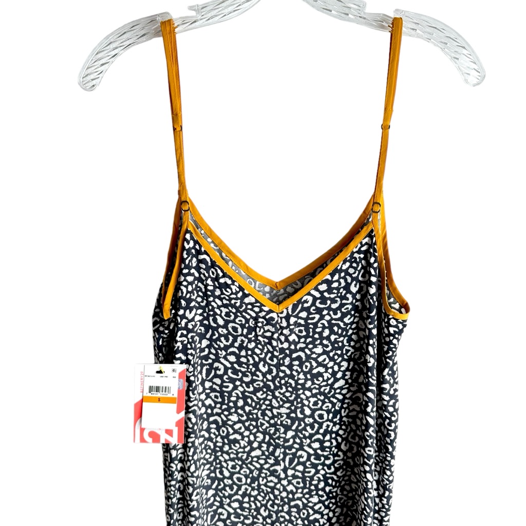 Refinery29 Gray White Print Spaghetti Strap Nwt Dress With Gold Trim Size S — image 5 of 8